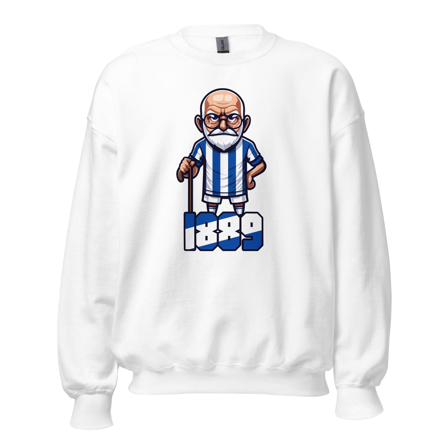 Sudadera Recreativo Huelva blanca equipo fútbol imagen Anciano front