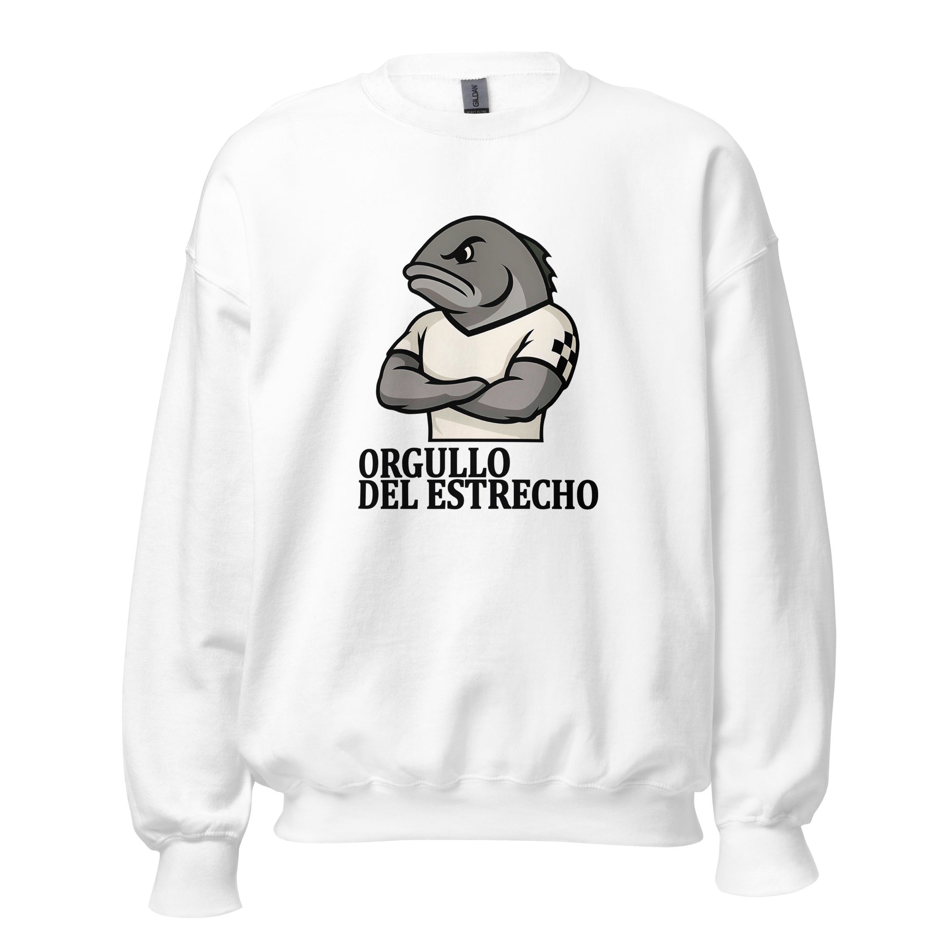 Sudadera Ceuta blanca equipo fútbol Orgullo del estrecho con imagen caballa front