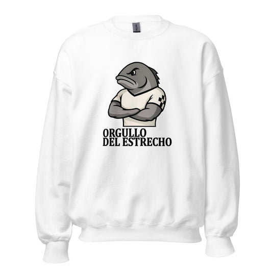 Sudadera Ceuta blanca equipo fútbol Orgullo del estrecho con imagen caballa front