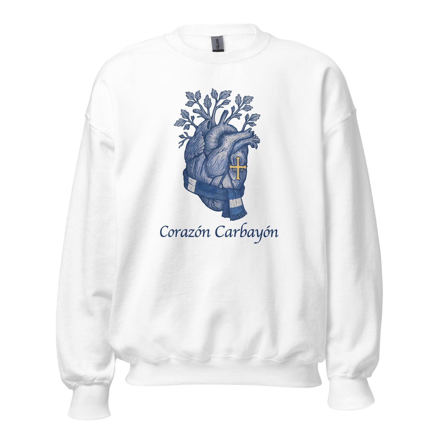 Sudadera Oviedo blanca equipo fútbol Corazón Carbayón con imagen corazón front