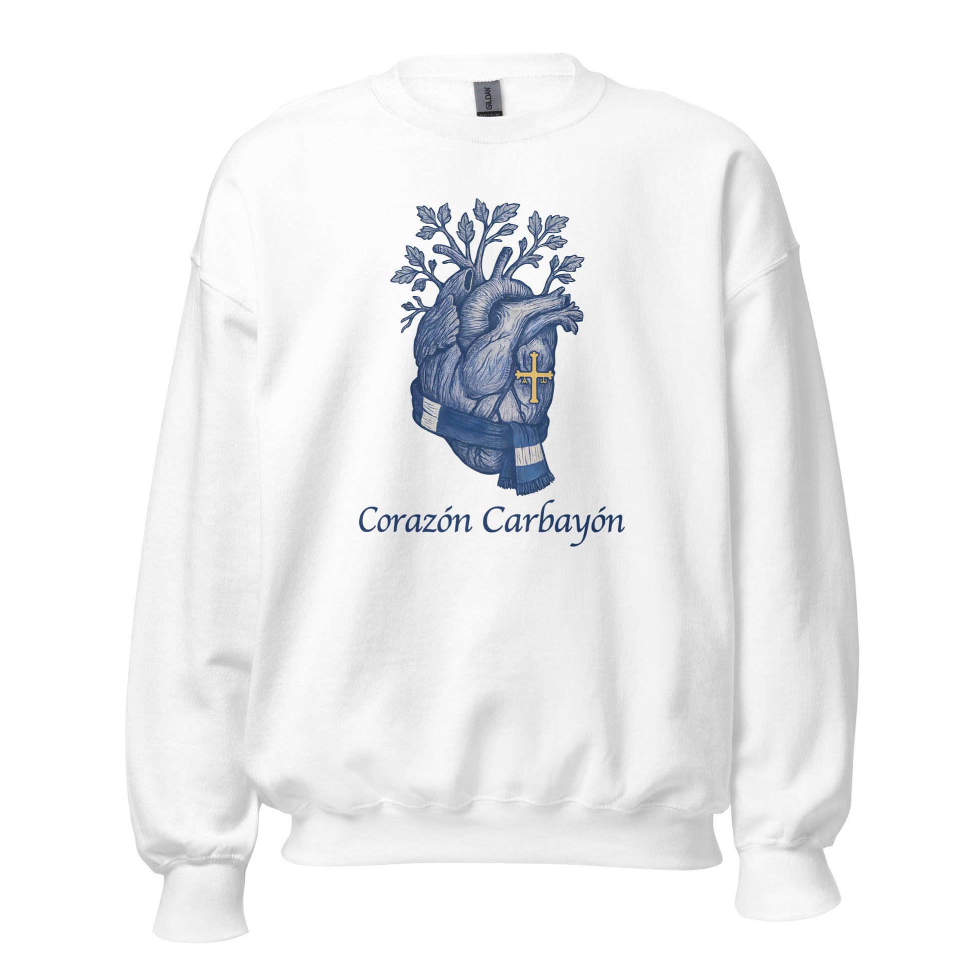 Sudadera Oviedo blanca equipo fútbol Corazón Carbayón con imagen corazón front
