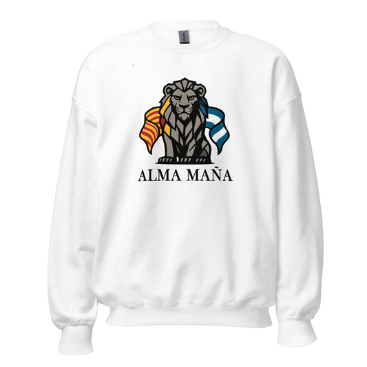Sudadera Zaragoza blanca equipo fútbol Alma Maña con imagen león front
