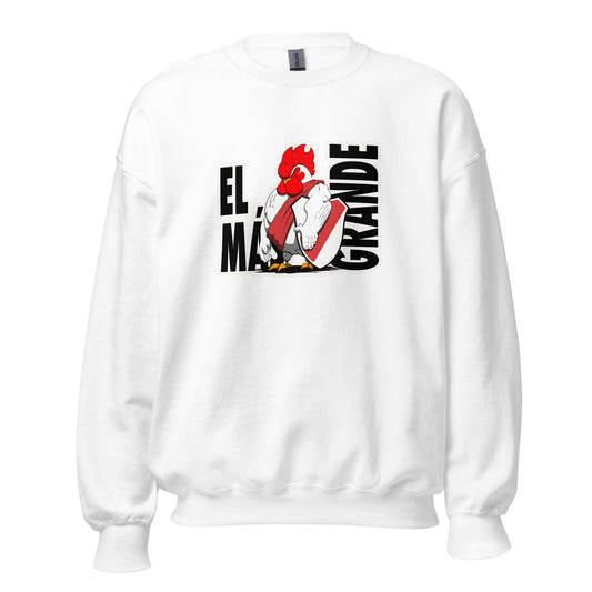 Sudadera River Plate blanca equipo fútbol El Más Granse con imagen gallina front