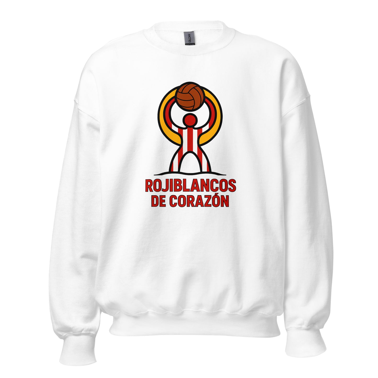 Sudadera Almería blanca equipo fútbol Rojiblancos de Corazón front