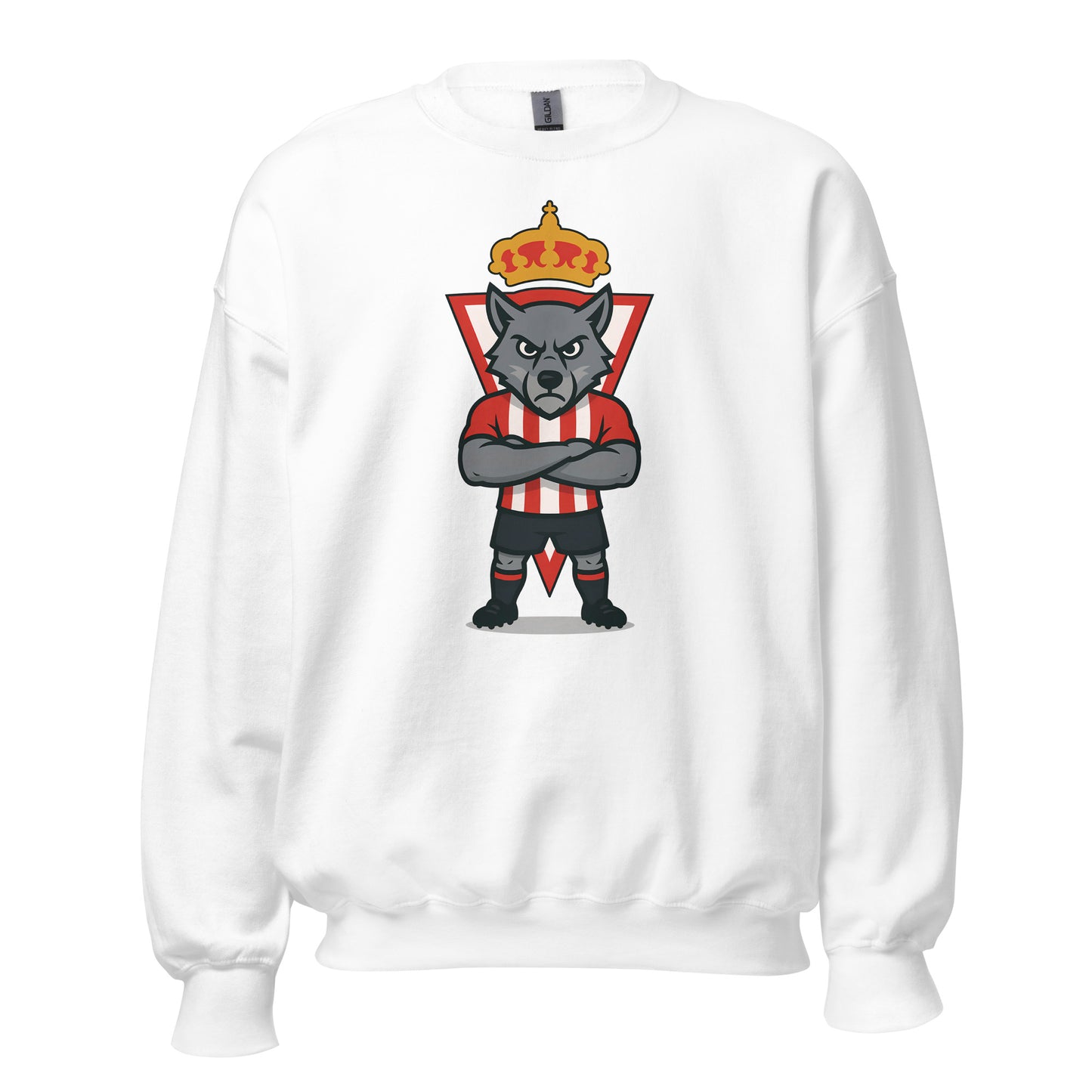 Sudadera Sporting Gijón blanca equipo fútbol imagen Lobo front