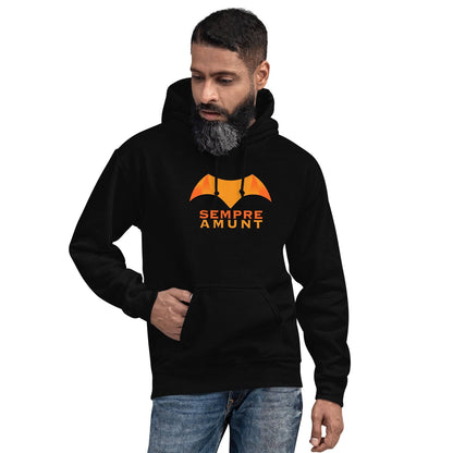 Sudadera capucha negra Valencia equipo fútbol Sempre Amunt murciélago front