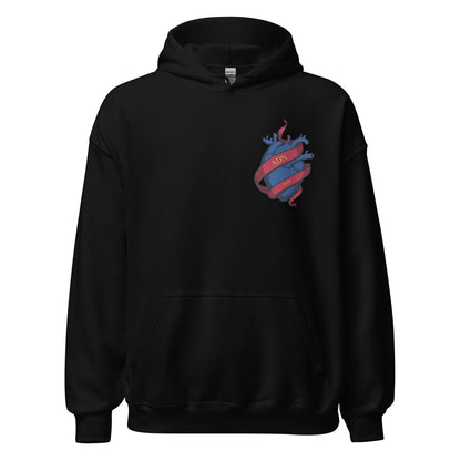 Sudadera capucha negra FC Barcelona equipo fútbol ADN Cor blau front