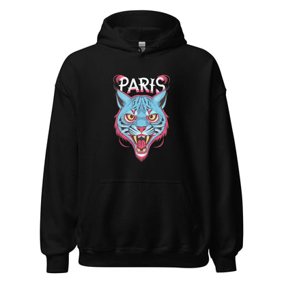 Sudadera capucha negra Paris Saint-Germain equipo fútbol con lince front