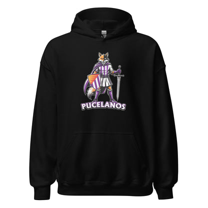 Sudadera capucha Valladolid  negra equipo fútbol Pucelanos front