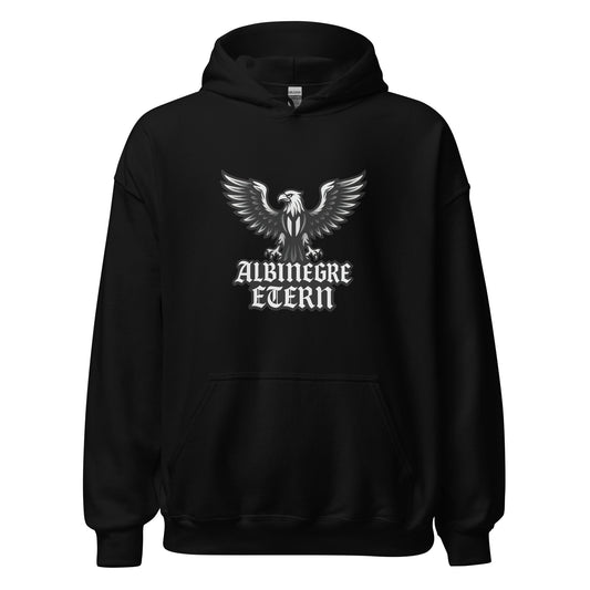 Hoodie Castellón negro equipo fútbol Albinegre Etern con imagen áliga front