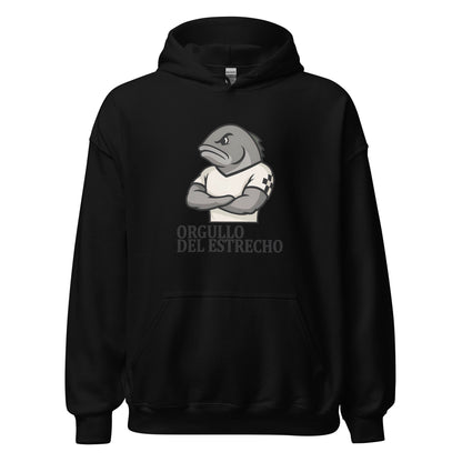 Hoodie Ceuta negro equipo fútbol Orgullo del estrecho con imagen caballa front