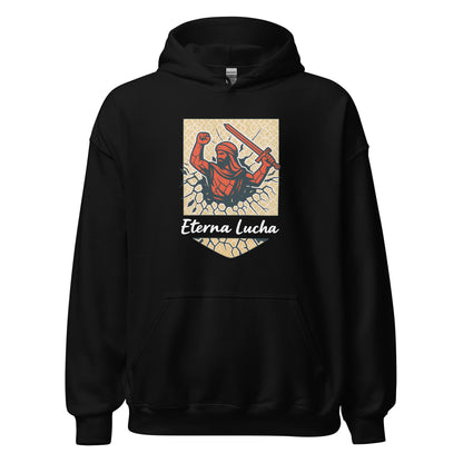Hoodie Granada negro equipo fútbol Eterna Lucha con imagen guerrero nazarí front