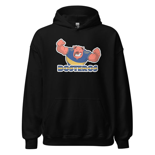 Hoodie Boca Junior negro equipo fútbol Bosteros con imagen cerdo front