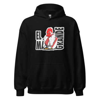 Hoodie River Plate negro equipo fútbol El Más Granse con imagen gallina front