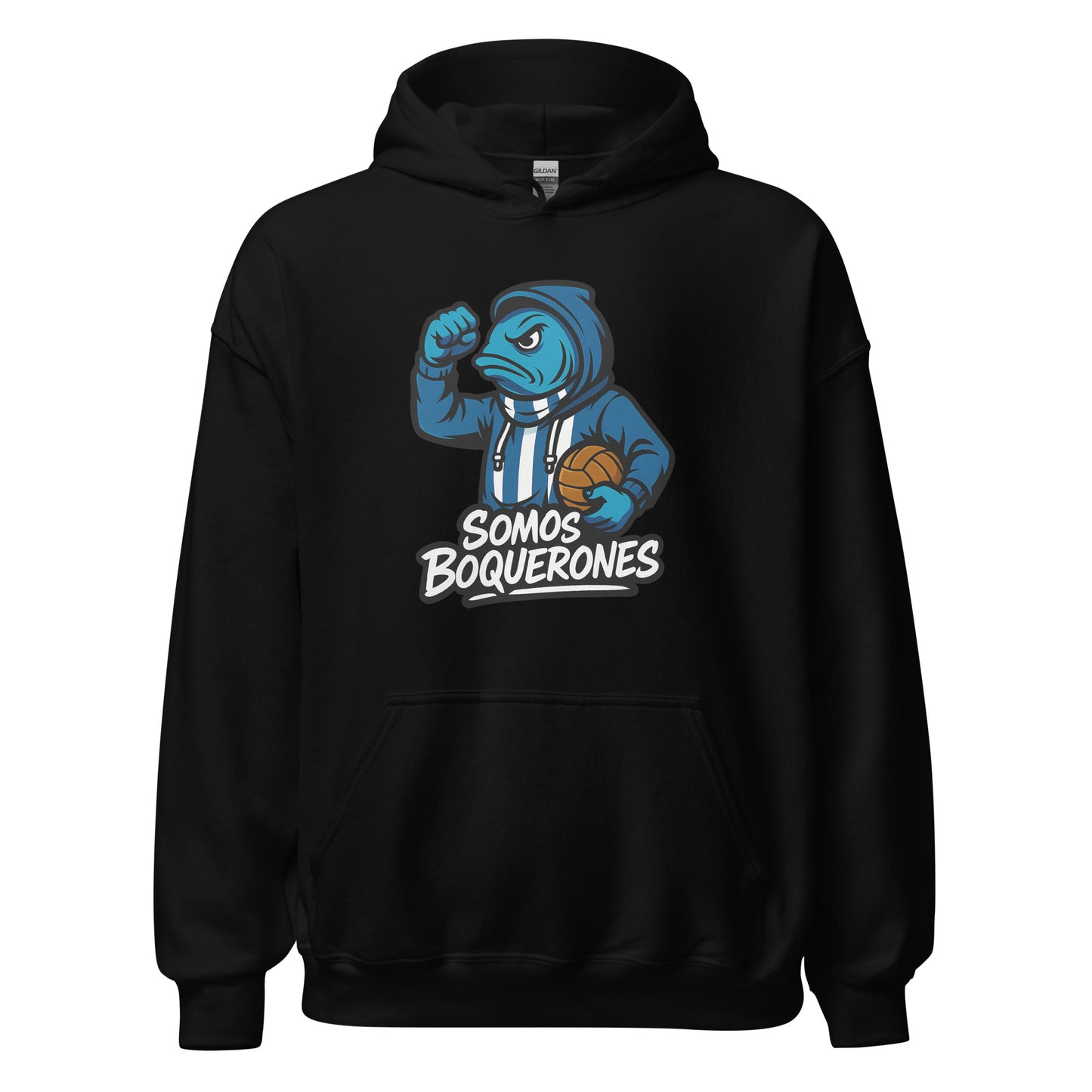 Hoodie Málaga blanco equipo fútbol Somos Boquerones front