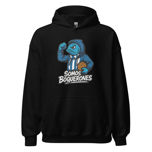 Hoodie Málaga blanco equipo fútbol Somos Boquerones front