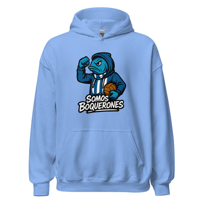Hoodie Málaga azul carolina equipo fútbol Somos Boquerones front