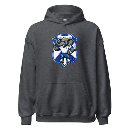 Hoodie Tenerife gris equipo fútbol con imagen Elio y escudo front