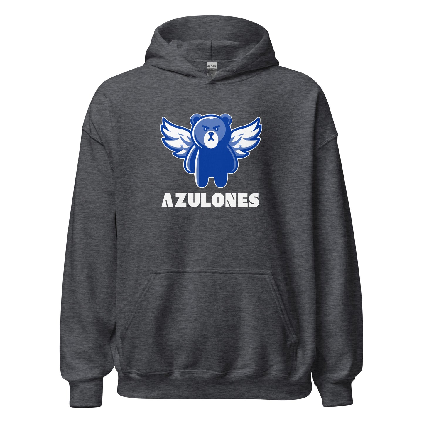 Hoodie Getafe gris equipo fútbol Azulones con oso alado front