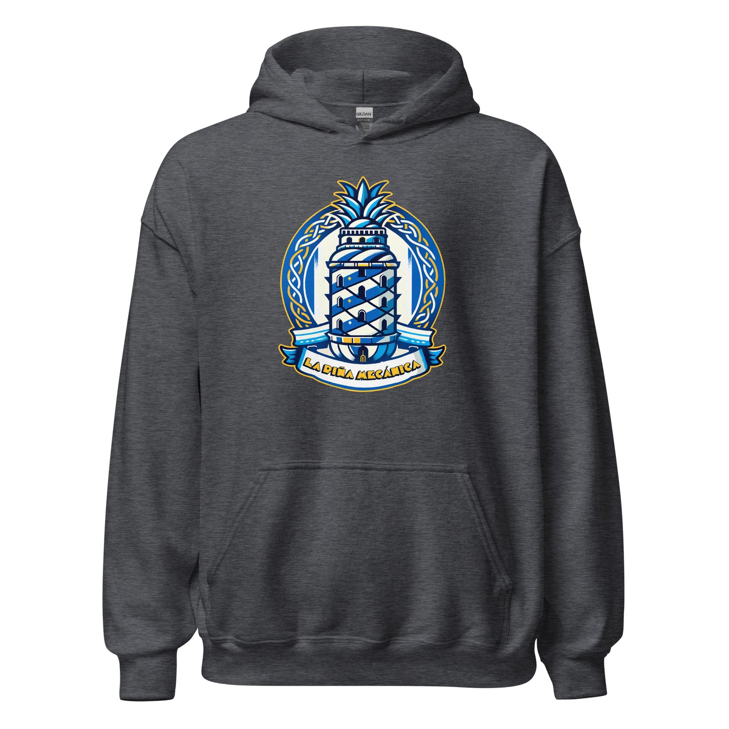 Hoodie Deportivo Coruña gris equipo fútbol Piña Mecánica front