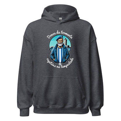 Hoodie Deportivo Coruña gris equipo fútbol Donos da Tempestade con imagen marinero front