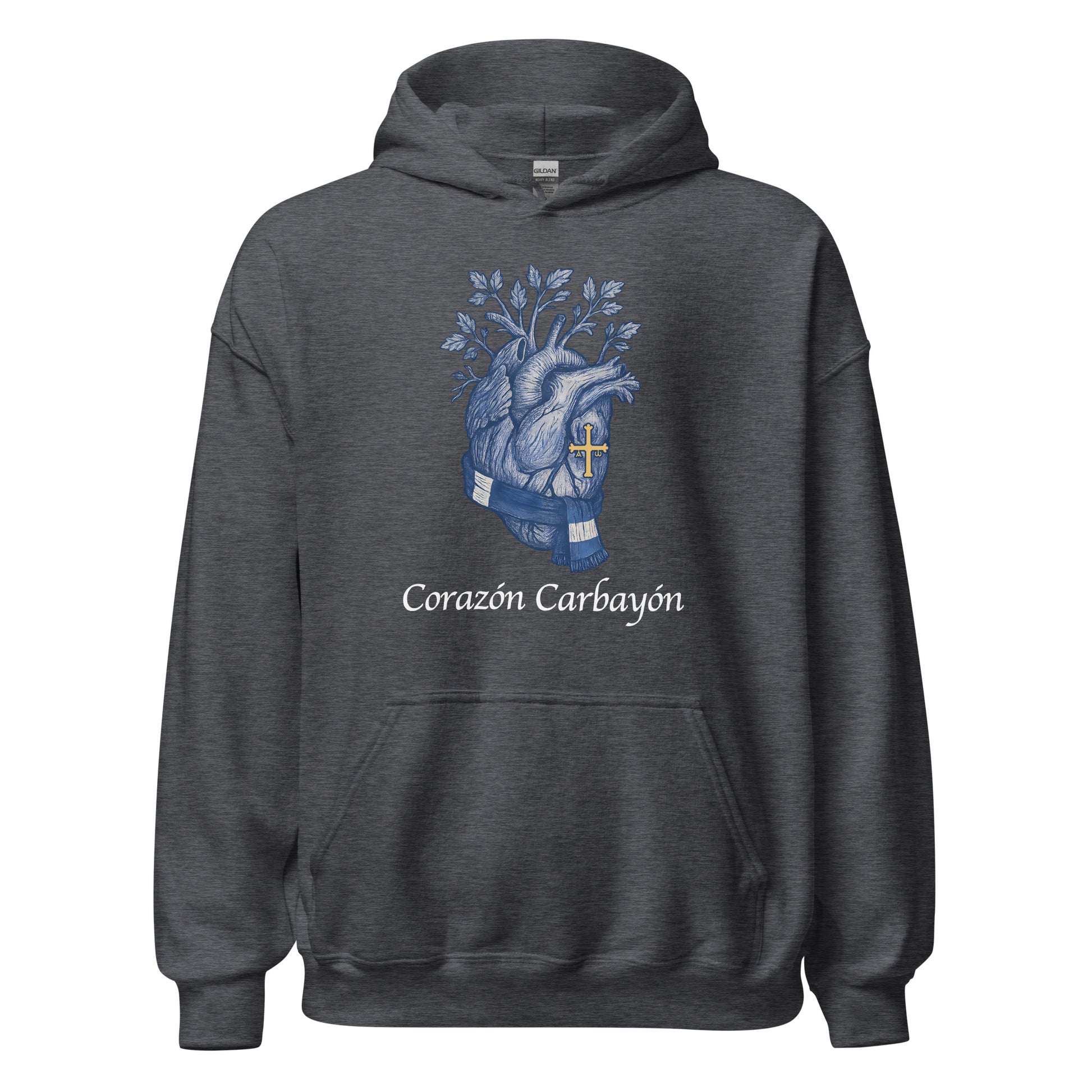 Hoodie Oviedo gris equipo fútbol Corazón Carbayón con imagen corazón front