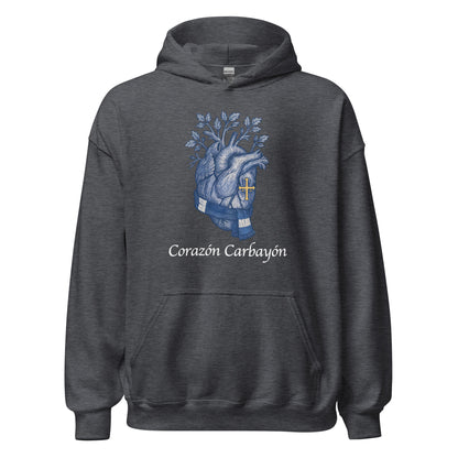Hoodie Oviedo gris equipo fútbol Corazón Carbayón con imagen corazón front