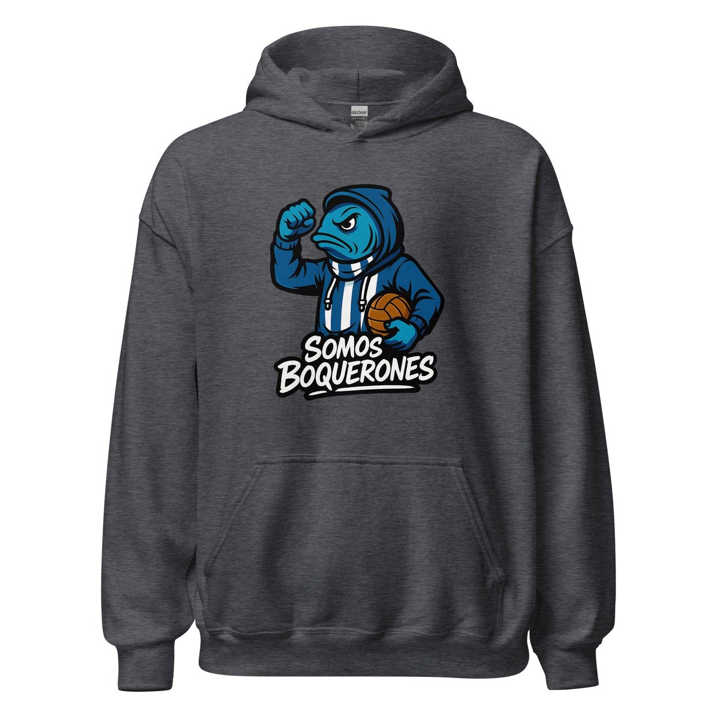 Hoodie Málaga gris oscuro equipo fútbol Somos Boquerones front