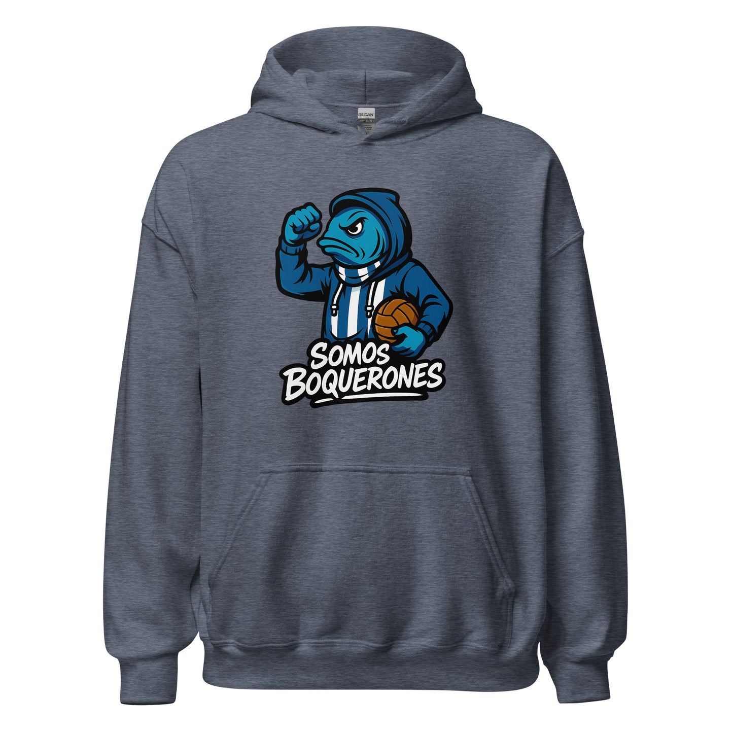 Hoodie Málaga gris equipo fútbol Somos Boquerones front