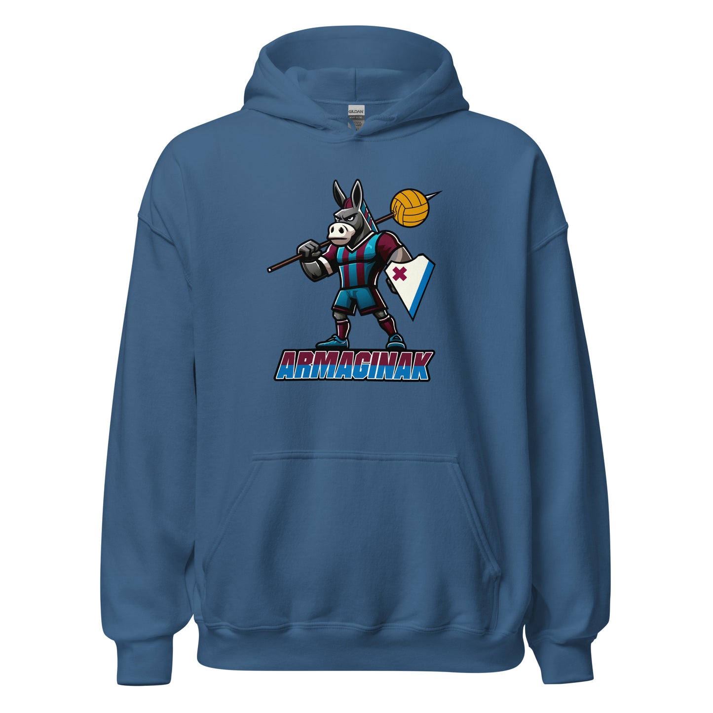 Hoodie Eibar azul gris equipo fútbol armaginak asno armero front