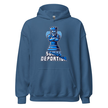 Sudadera capucha Ponferradina azul añil equipo fútbol Somos Deportiva front