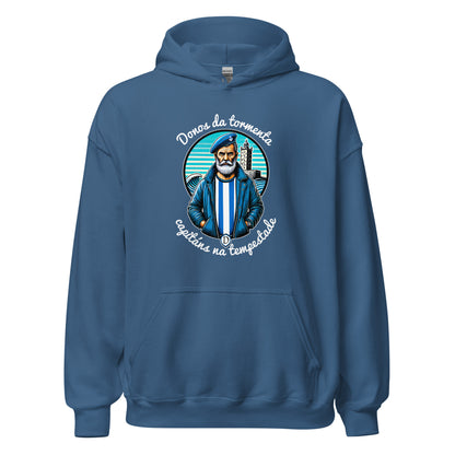 Hoodie Deportivo Coruña azul añil equipo fútbol Donos da Tempestade con imagen marinero front