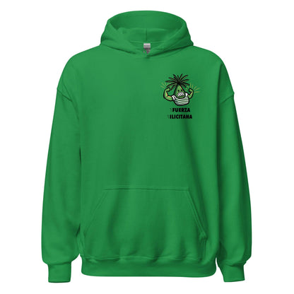 Sudadera capucha verde Elche equipo fútbol Fuerza Ilicitana Palmera front