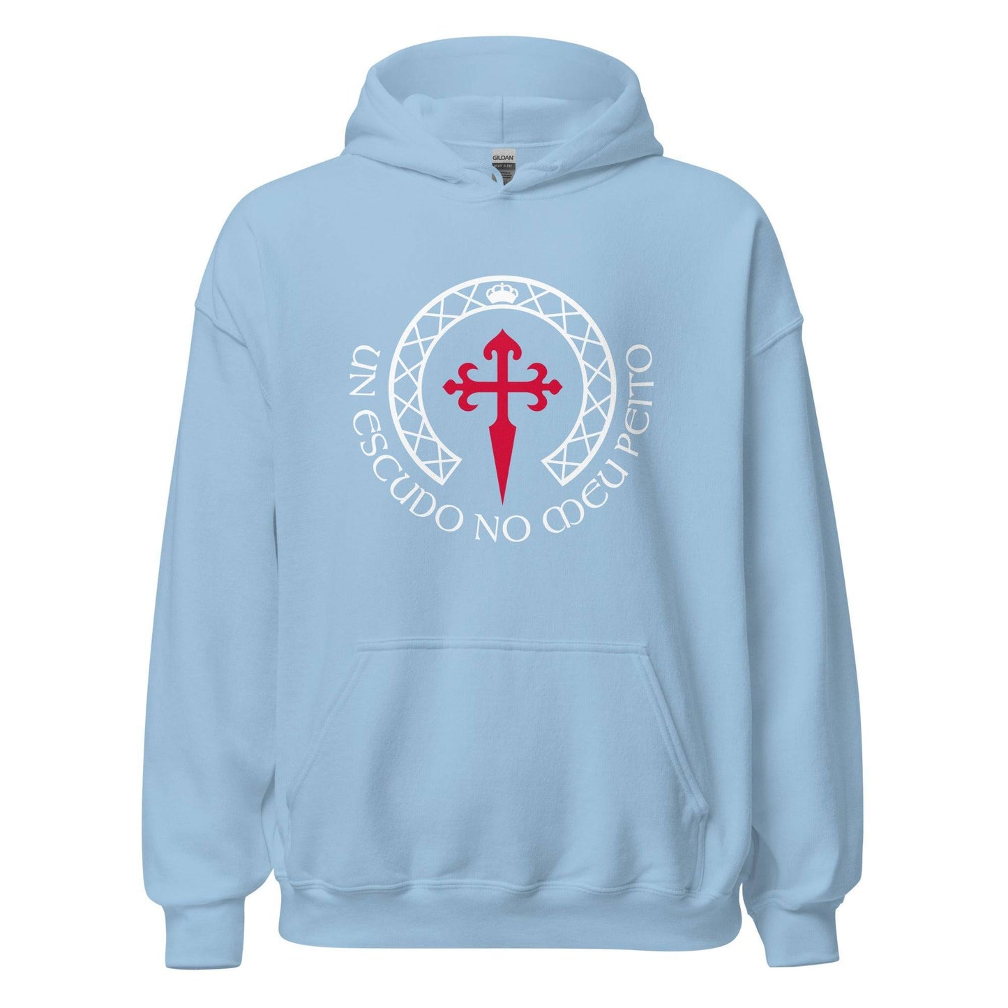 Sudadera capucha azul Celta equipo fútbol Un escudo no meu peito front