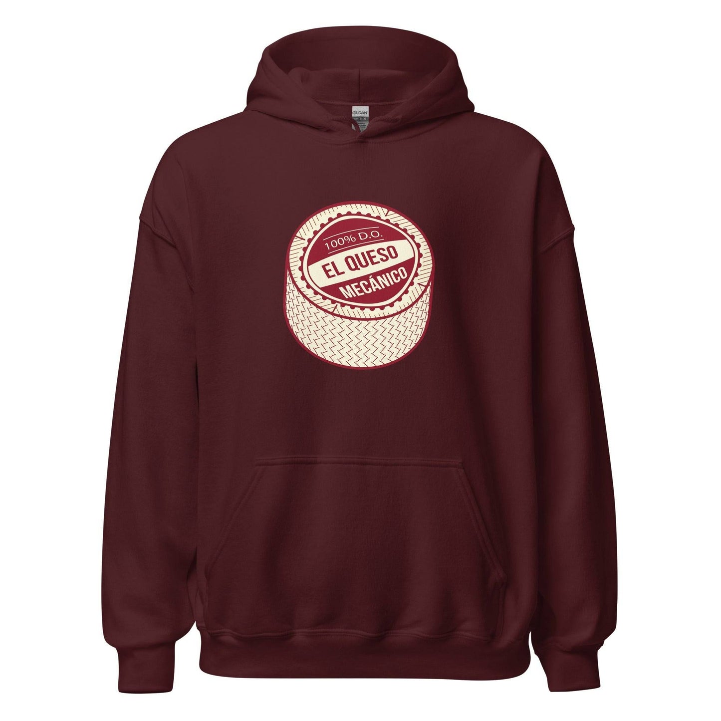 Sudadera capucha marrón Albacete equipo fútbol El Queso Mecánico front