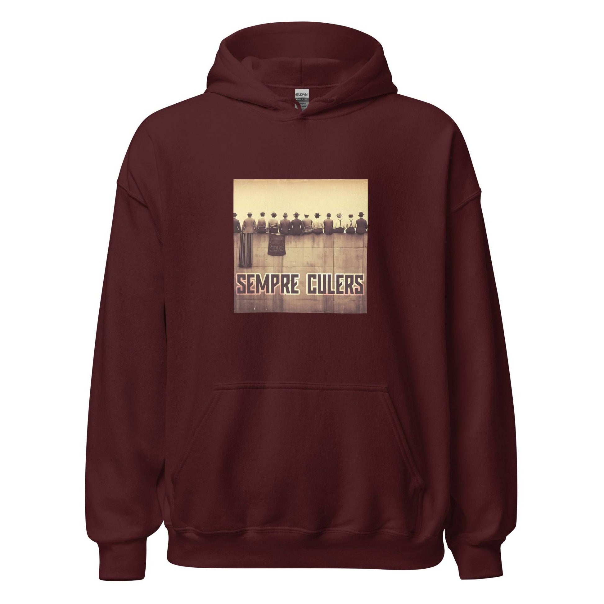 Hoodie Barcelona granate Sempre Culers campo Les Corts front