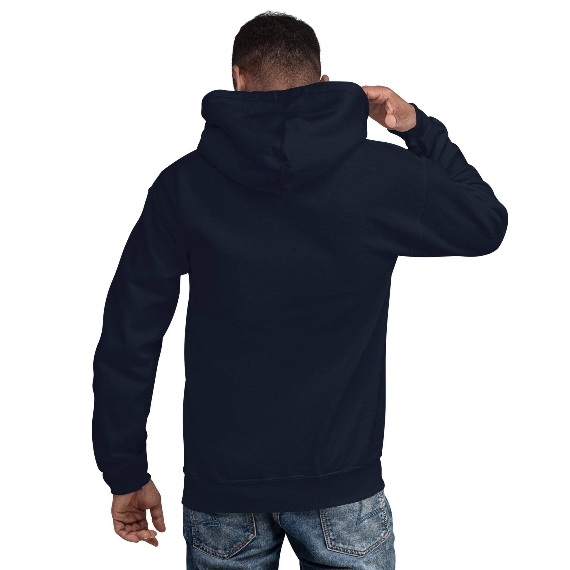 Sudadera capucha navy Tenerife equipo fútbol Chicharrero pez chicharro escudo back