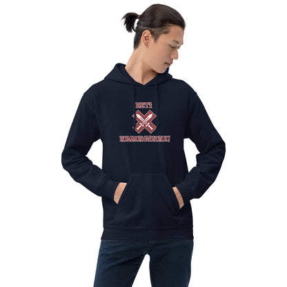 Sudadera capucha navy equipo fútbol Eibar Beti armaginak espadas front