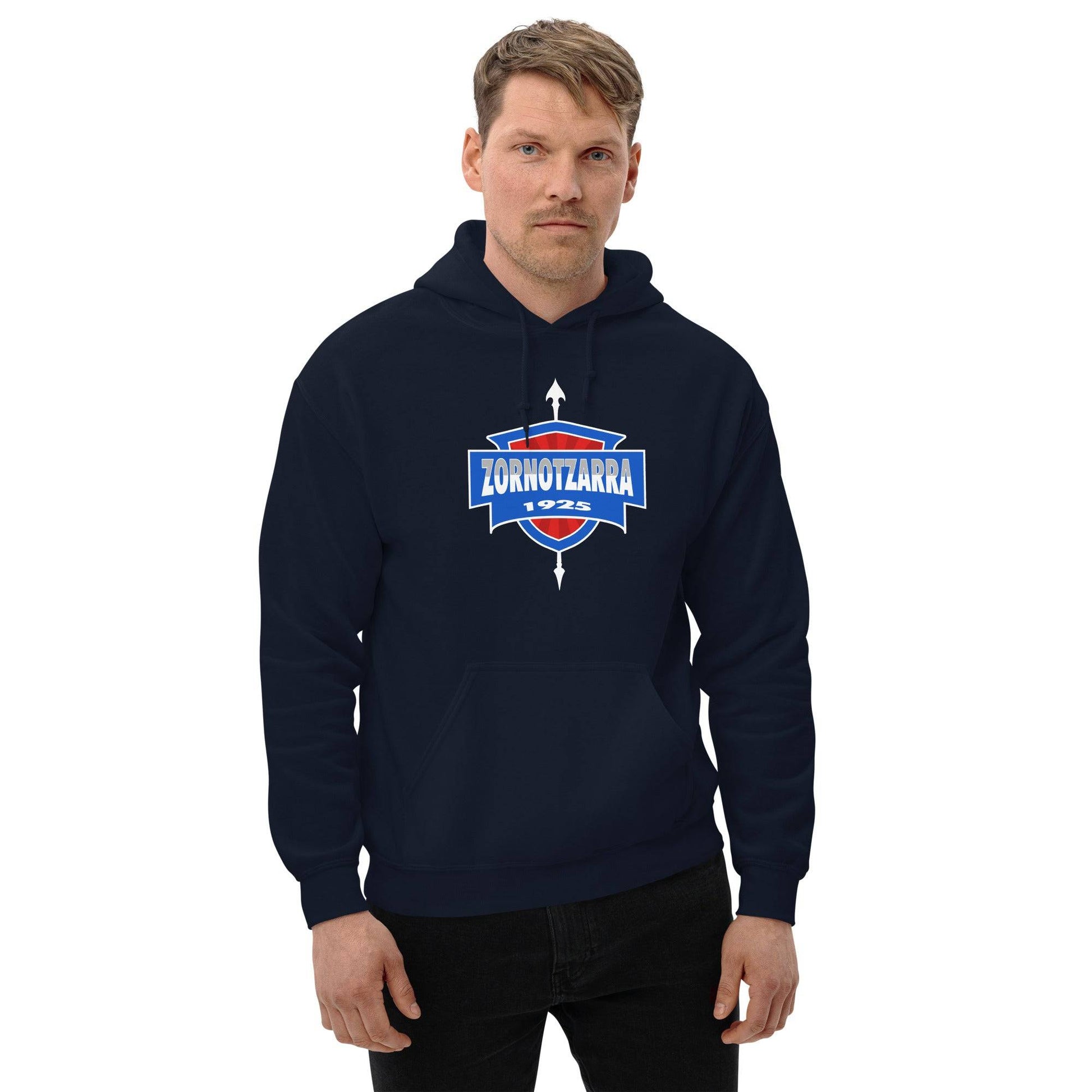 Sudadera capucha navy Amorebita equipo fútbol Zornotzarra escudo front