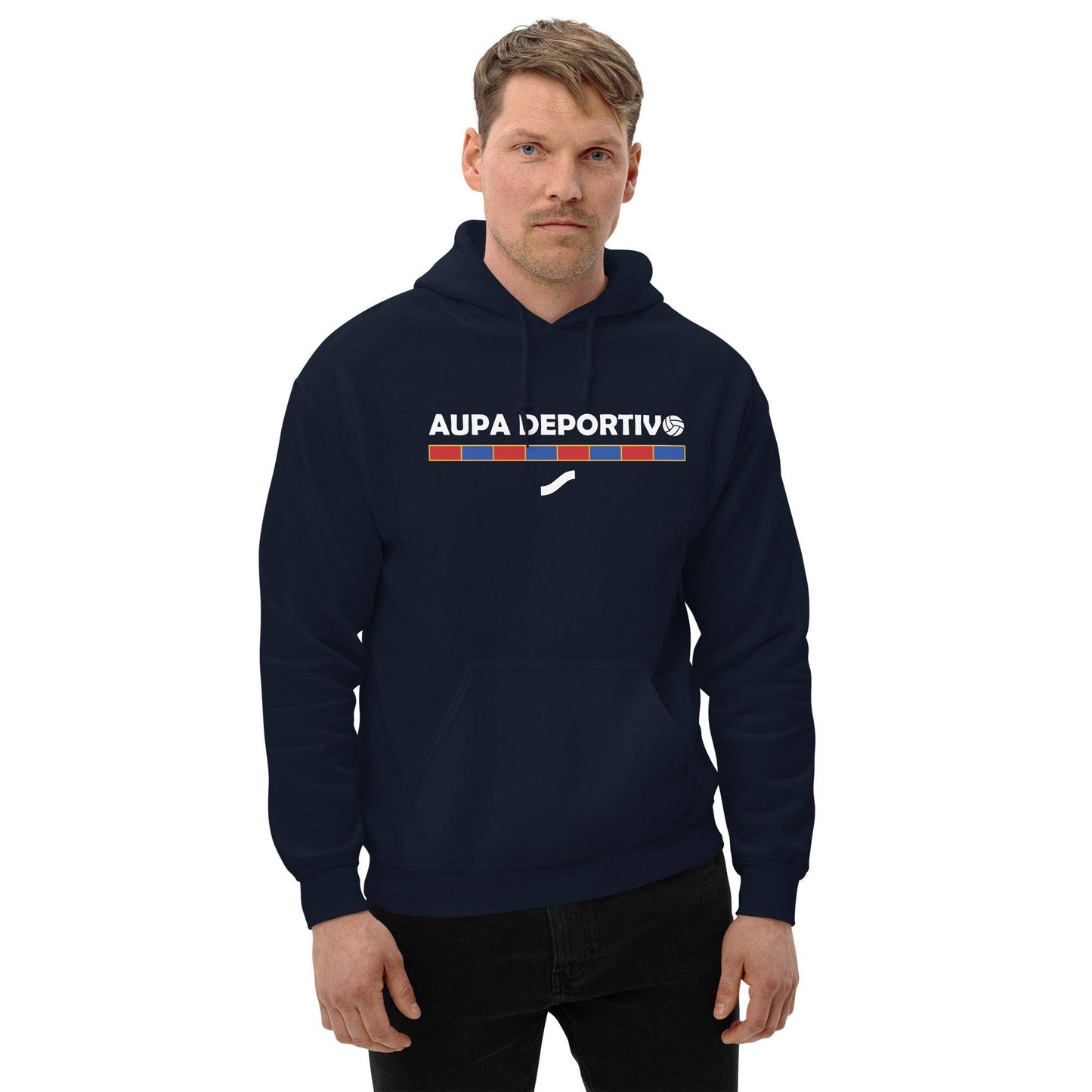 Sudadera capucha navy Eldense Aupa equipo fútbol deportivo azulgrana front