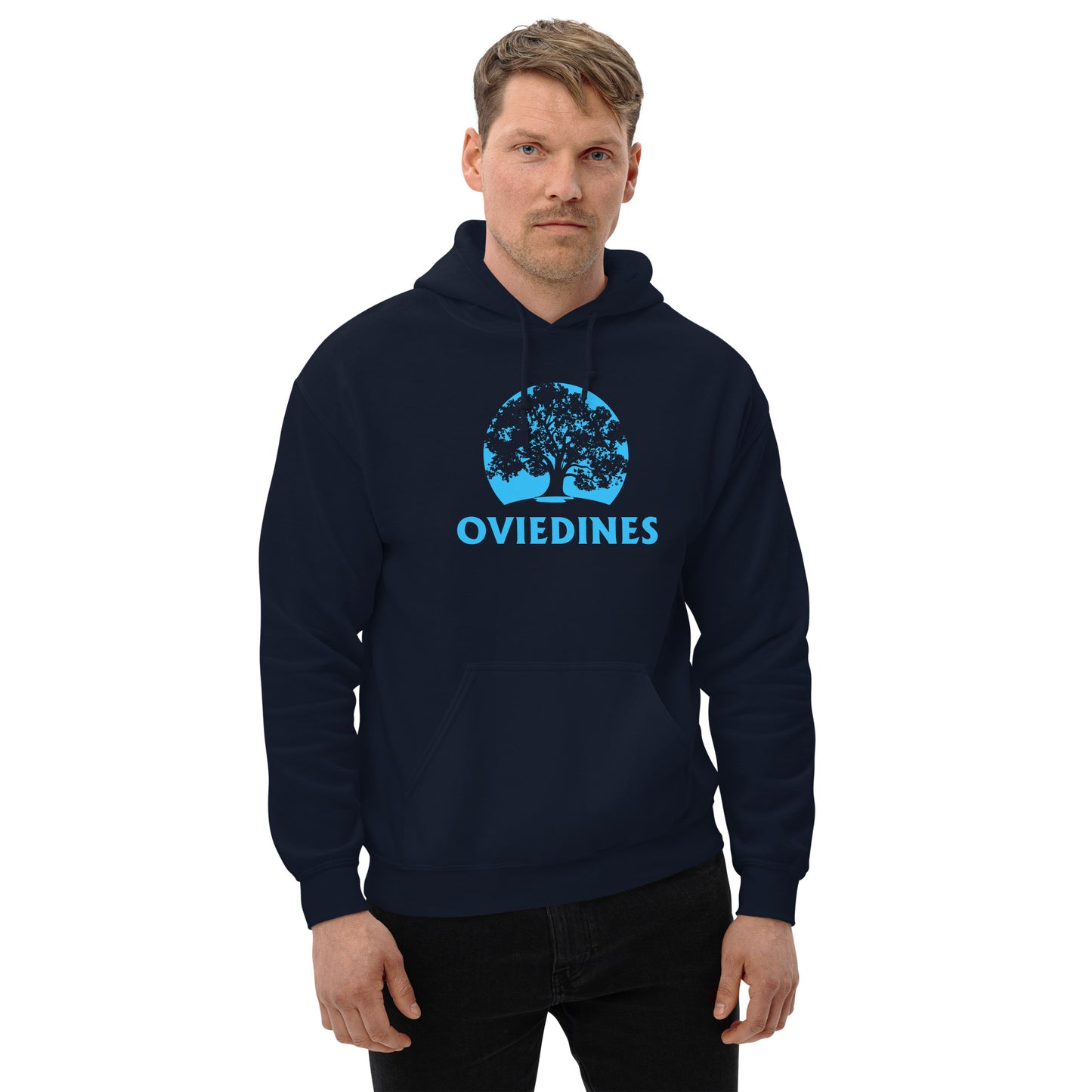 Sudadera capucha navy Real Oviedo equipo fútbol Orgullo, valor y garra front