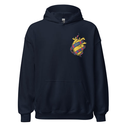 Sudadera capucha navy FC Barcelona equipo fútbol ADN Cor groc front