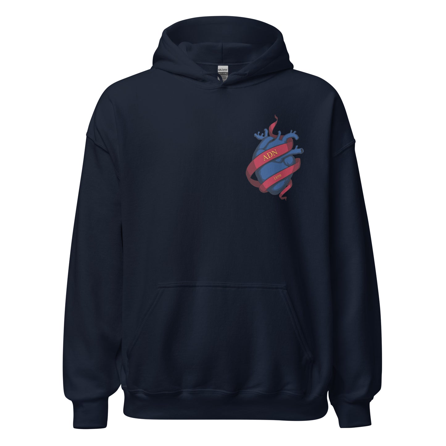 Sudadera capucha navy FC Barcelona equipo fútbol ADN Cor blau front