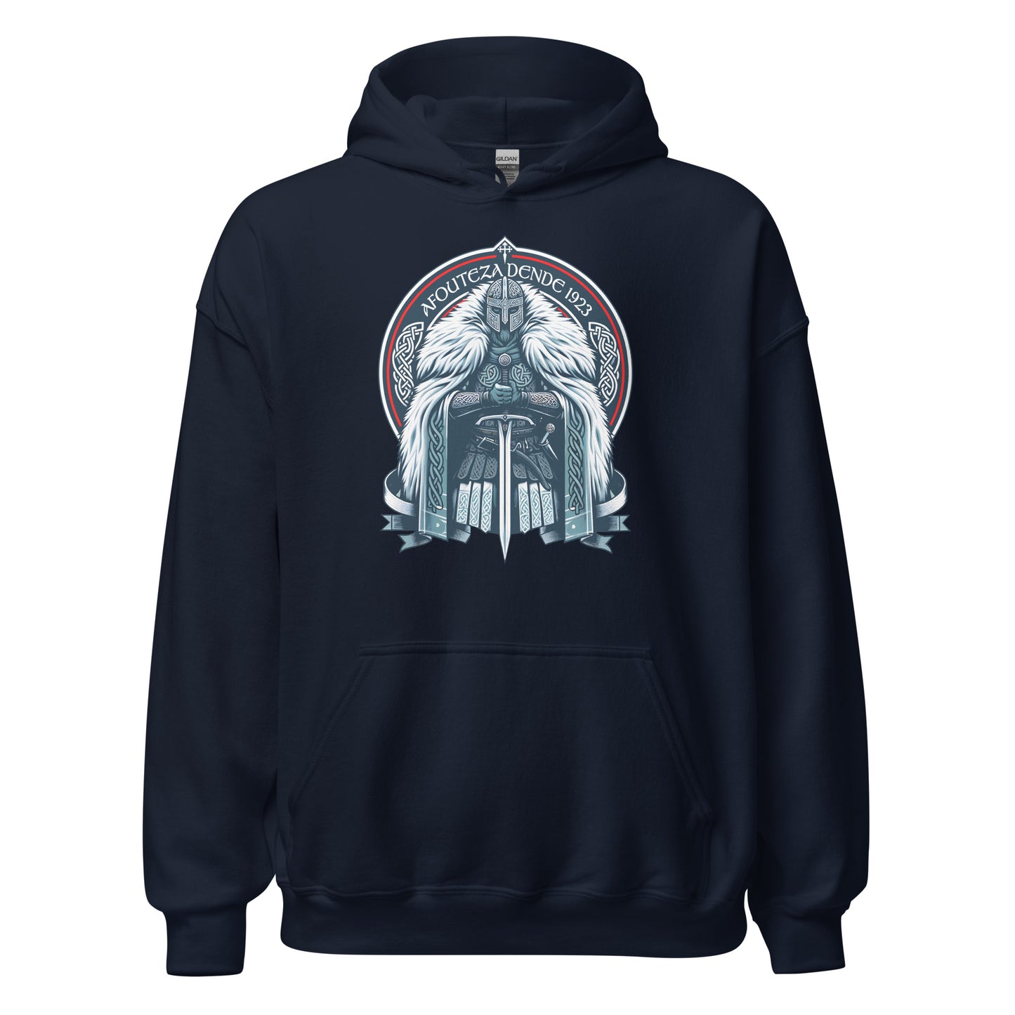 Sudadera capucha navy Celta equipo fútbol Afouteza Dende 1923 con guerrero celta front