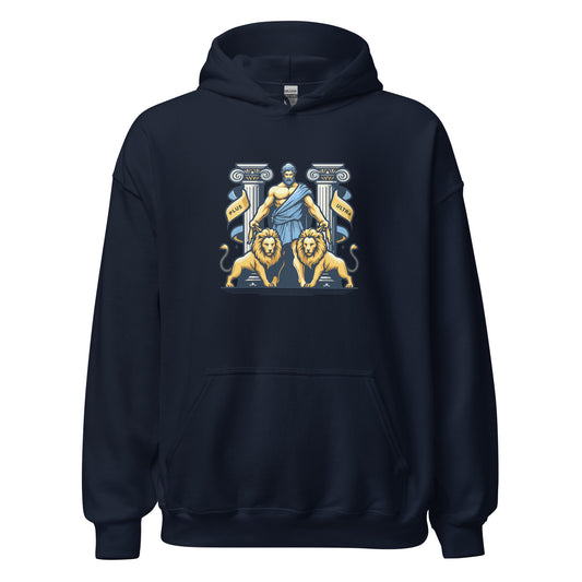 Sudadera capucha navy Cádiz equipo fútbol Hércules con dos leones front