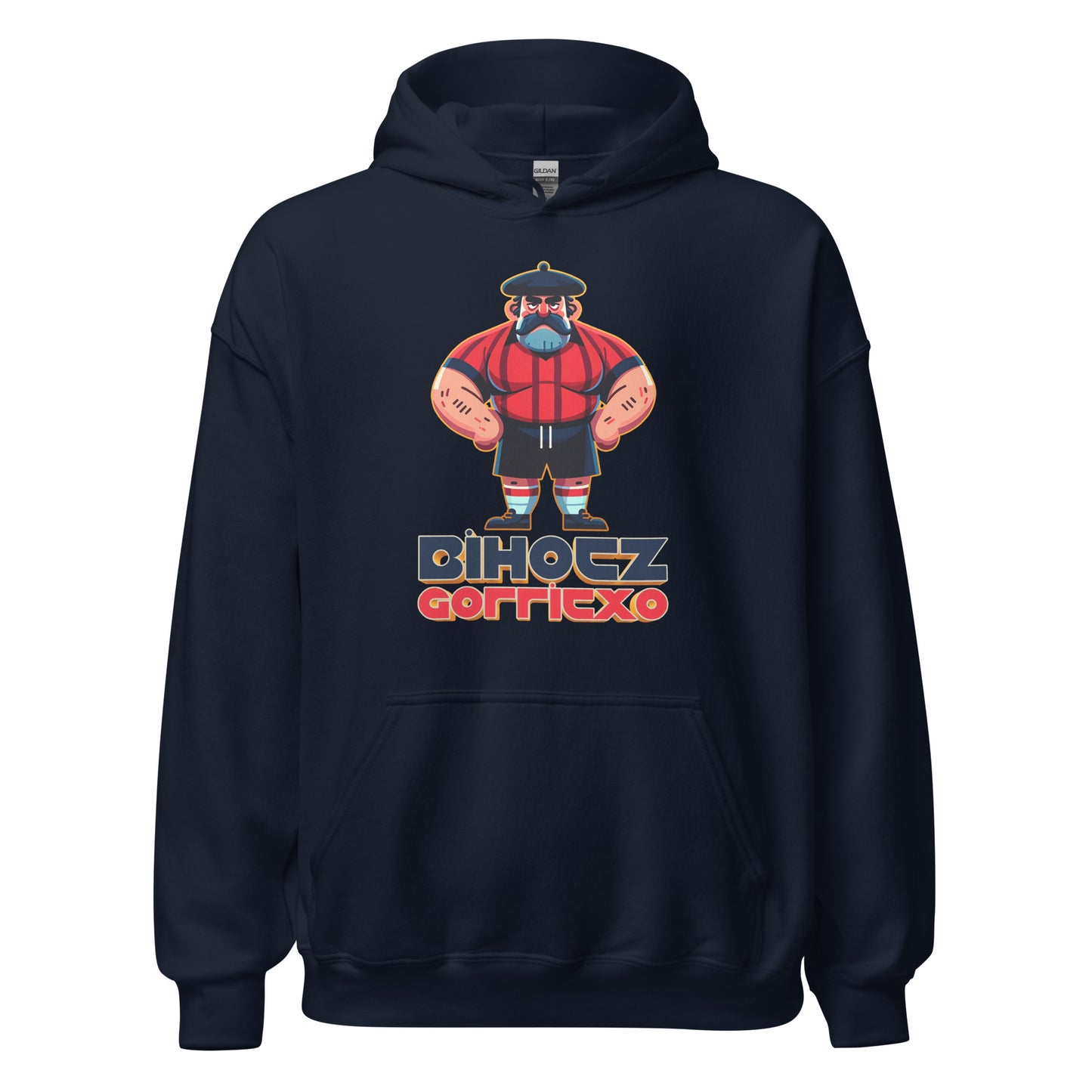 Sudadera capucha navy Osasuna equipo fútbol Bihotz Gorritxo front