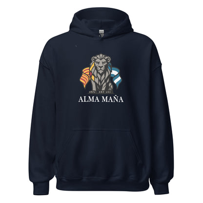 Hoodie Zaragoza navy equipo fútbol Alma Maña con imagen león front