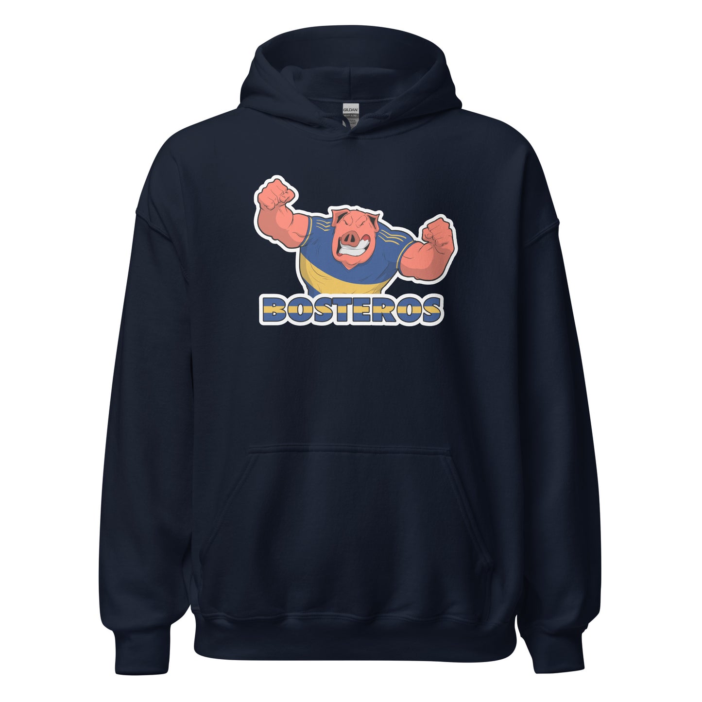 Hoodie Boca Junior navy equipo fútbol Bosteros con imagen cerdo front