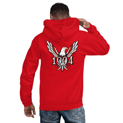 Sudadera capucha roja Benfica equipo fútbol 1904 con imagen águila back