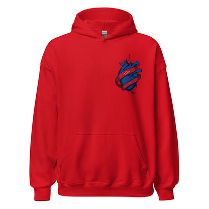 Sudadera capucha roja FC Barcelona equipo fútbol ADN Cor blau front